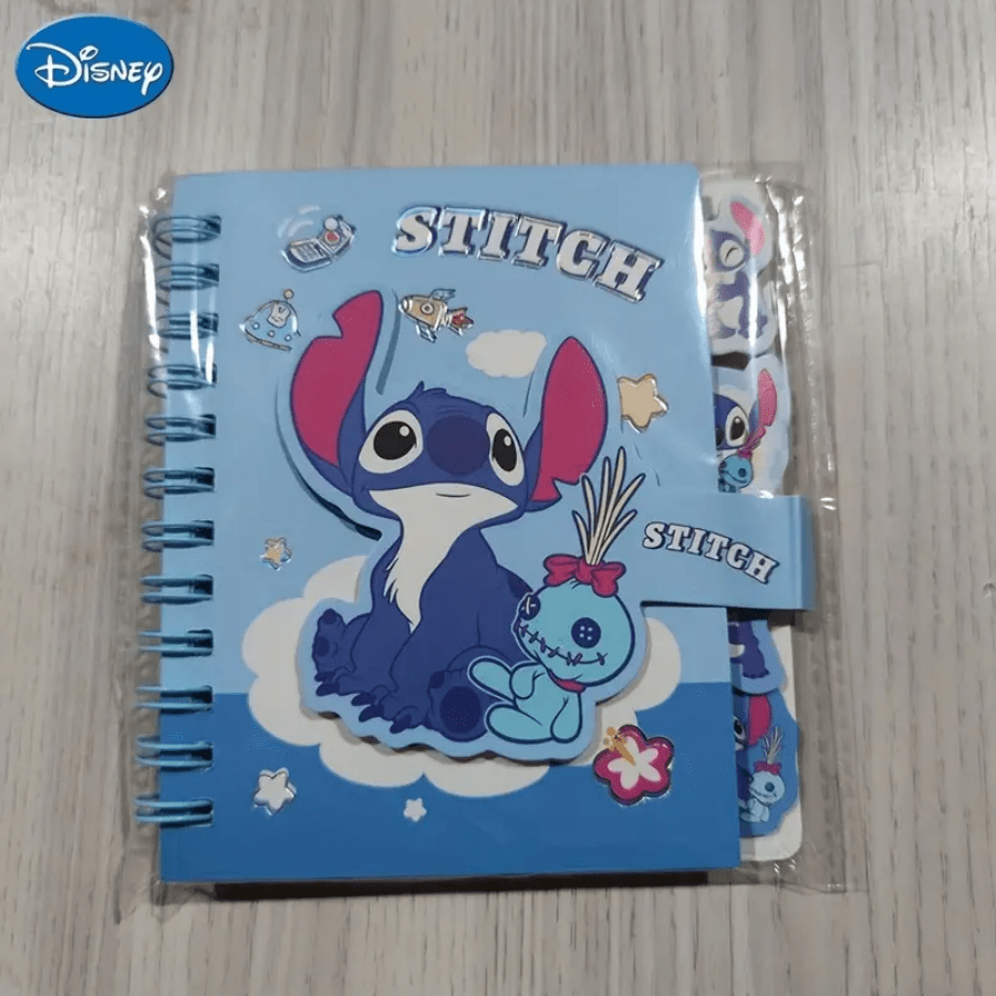 AOGER 1 pieza Libreta de notas con diseño de Stitch, cuaderno de tapa dura con encuadernación de alambre y cierre magnético de una sola página, 65 páginas, papel, apropiado para organización escolar y de oficina