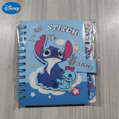 AOGER 1 pieza Libreta de notas con diseño de Stitch, cuaderno de tapa dura con encuadernación de alambre y cierre magnético de una sola página, 65 páginas, papel, apropiado para organización escolar y de oficina