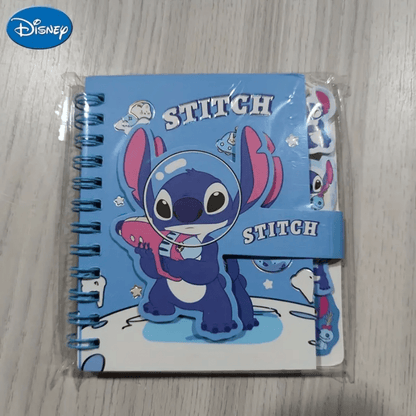 AOGER 1 pieza Libreta de notas con diseño de Stitch, cuaderno de tapa dura con encuadernación de alambre y cierre magnético de una sola página, 65 páginas, papel, apropiado para organización escolar y de oficina