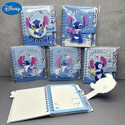 AOGER 1 pieza Libreta de notas con diseño de Stitch, cuaderno de tapa dura con encuadernación de alambre y cierre magnético de una sola página, 65 páginas, papel, apropiado para organización escolar y de oficina