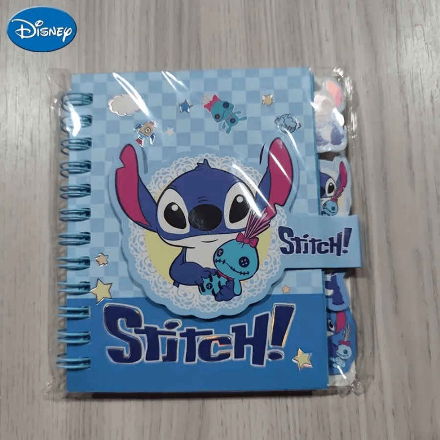 AOGER 1 pieza Libreta de notas con diseño de Stitch, cuaderno de tapa dura con encuadernación de alambre y cierre magnético de una sola página, 65 páginas, papel, apropiado para organización escolar y de oficina