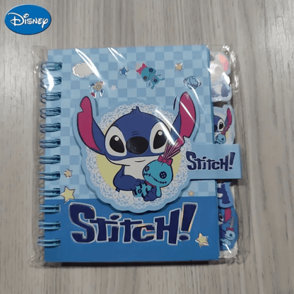 AOGER 1 pieza Libreta de notas con diseño de Stitch, cuaderno de tapa dura con encuadernación de alambre y cierre magnético de una sola página, 65 páginas, papel, apropiado para organización escolar y de oficina