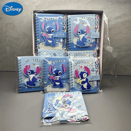 AOGER 1 pieza Libreta de notas con diseño de Stitch, cuaderno de tapa dura con encuadernación de alambre y cierre magnético de una sola página, 65 páginas, papel, apropiado para organización escolar y de oficina