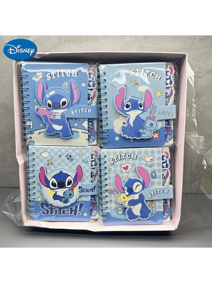 AOGER 1 pieza Libreta de notas con diseño de Stitch, cuaderno de tapa dura con encuadernación de alambre y cierre magnético de una sola página, 65 páginas, papel, apropiado para organización escolar y de oficina