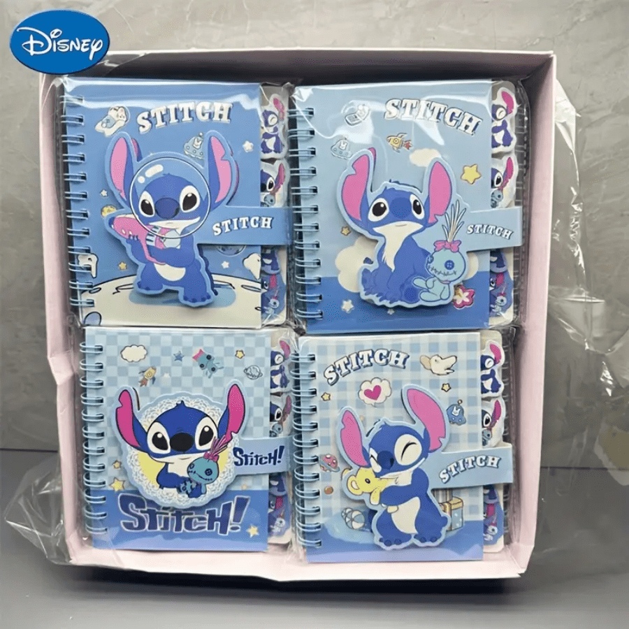 AOGER 1 pieza Libreta de notas con diseño de Stitch, cuaderno de tapa dura con encuadernación de alambre y cierre magnético de una sola página, 65 páginas, papel, apropiado para organización escolar y de oficina