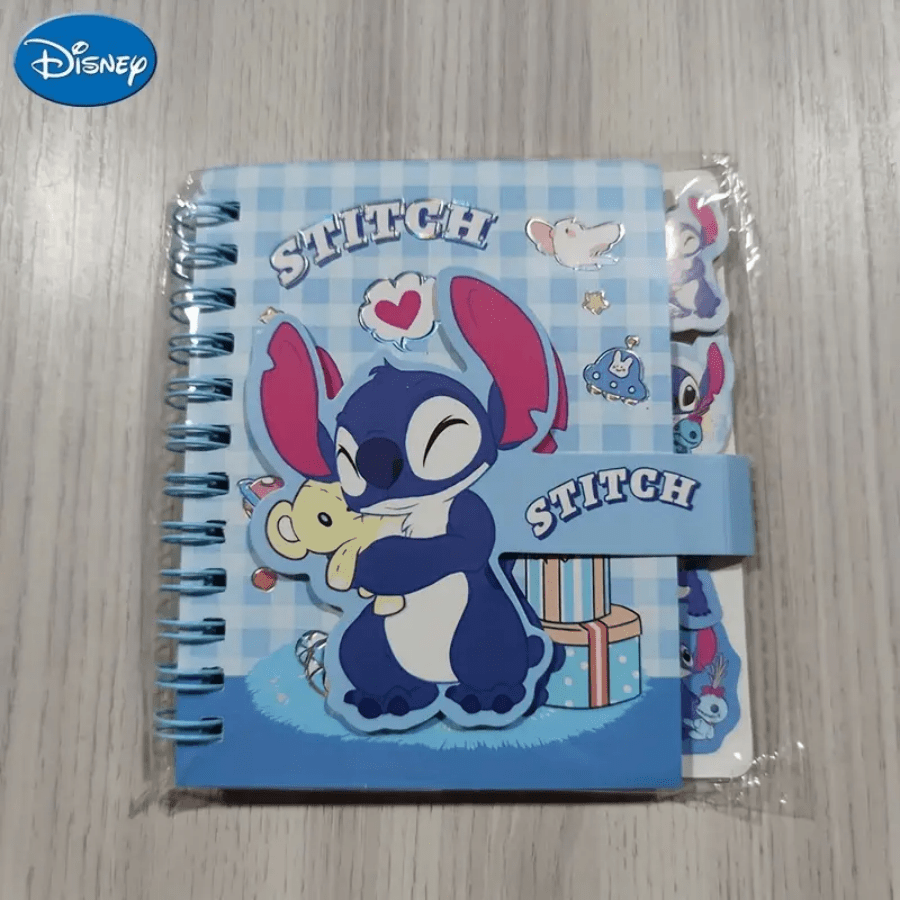 AOGER 1 pieza Libreta de notas con diseño de Stitch, cuaderno de tapa dura con encuadernación de alambre y cierre magnético de una sola página, 65 páginas, papel, apropiado para organización escolar y de oficina