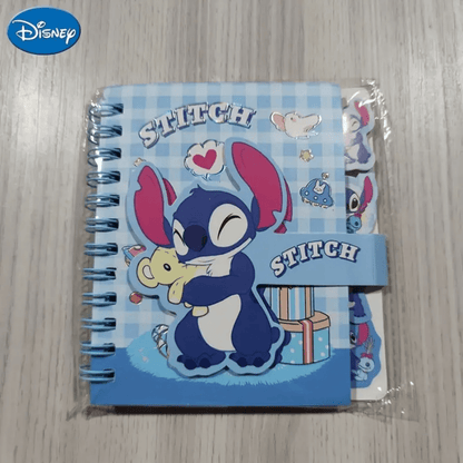 AOGER 1 pieza Libreta de notas con diseño de Stitch, cuaderno de tapa dura con encuadernación de alambre y cierre magnético de una sola página, 65 páginas, papel, apropiado para organización escolar y de oficina
