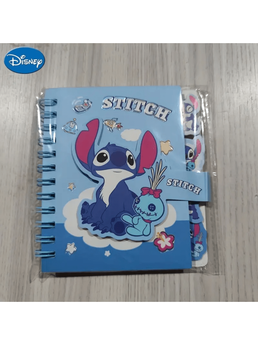 AOGER 1 pieza Libreta de notas con diseño de Stitch, cuaderno de tapa dura con encuadernación de alambre y cierre magnético de una sola página, 65 páginas, papel, apropiado para organización escolar y de oficina