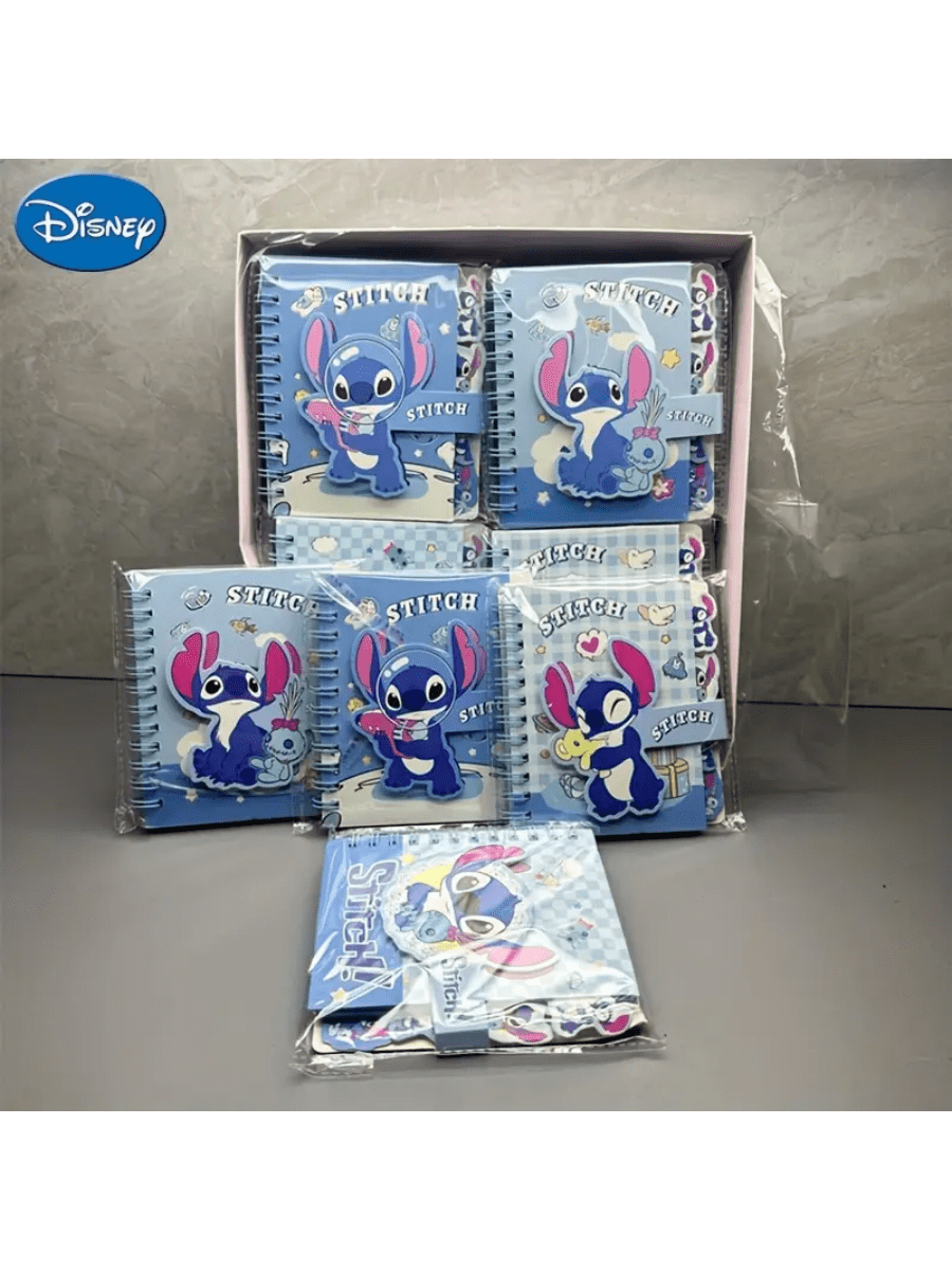 AOGER 1 pieza Libreta de notas con diseño de Stitch, cuaderno de tapa dura con encuadernación de alambre y cierre magnético de una sola página, 65 páginas, papel, apropiado para organización escolar y de oficina