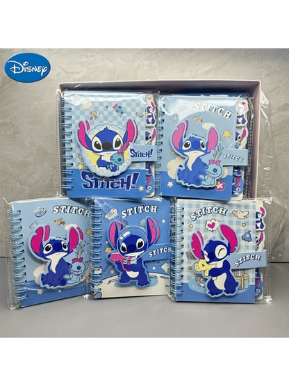 AOGER 1 pieza Libreta de notas con diseño de Stitch, cuaderno de tapa dura con encuadernación de alambre y cierre magnético de una sola página, 65 páginas, papel, apropiado para organización escolar y de oficina