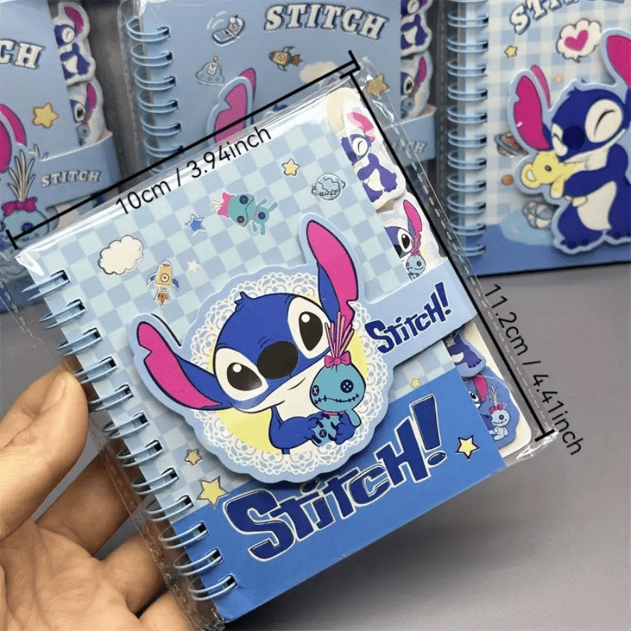 AOGER 1 pieza Libreta de notas con diseño de Stitch, cuaderno de tapa dura con encuadernación de alambre y cierre magnético de una sola página, 65 páginas, papel, apropiado para organización escolar y de oficina