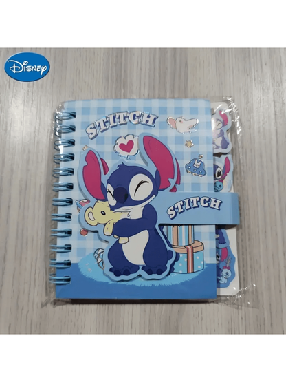 AOGER 1 pieza Libreta de notas con diseño de Stitch, cuaderno de tapa dura con encuadernación de alambre y cierre magnético de una sola página, 65 páginas, papel, apropiado para organización escolar y de oficina