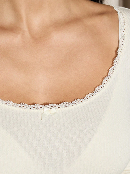 AiiRZ Camiseta de manga larga con cuello de aro acanalado