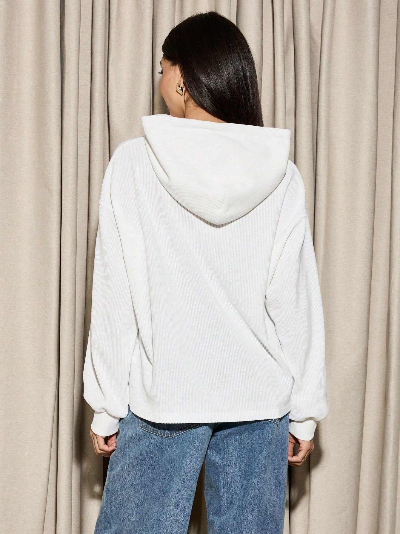AiiRZ Sudadera con capucha acanalada oversize con cordón de la capucha, ropa de estar en casa premium, sudadera casual y deportiva, prenda básica de otoño e invierno, ropa urbana atlética