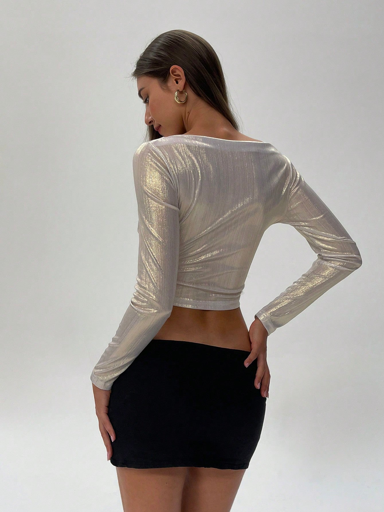Aloruh Camiseta corta brillante de mujer, tops de mujer para primavera y otoño, disfraces elegantes de mujer, vestidos de mujer, camisas de mujer, camisas sexy, disfraces de fiesta de graduación
