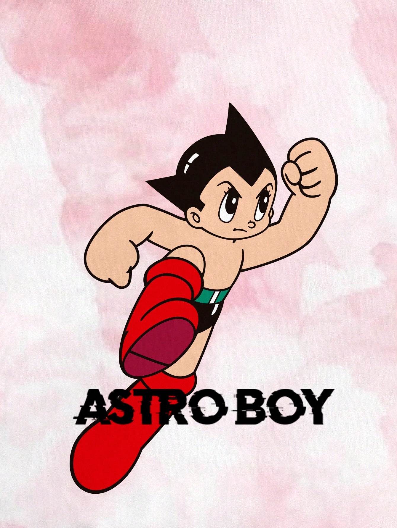 Astro Boy X SHEIN Camiseta ajustada de mujer de manga corta con estampado de figuras de dibujos animados y tie-dye con ribete de contraste