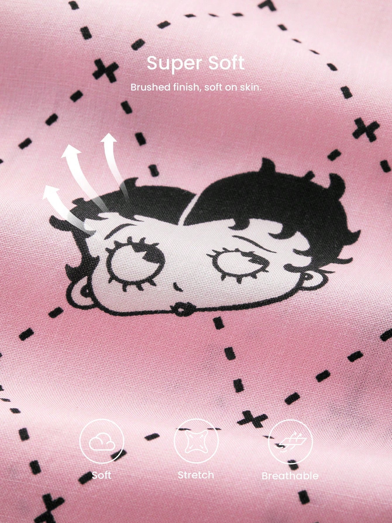 BETTY BOOP X LUVLETTE Camisón de tirantes con lazo y estampado básico rosa de x LUVLETTE para mujeres, pijama, camisón, lencería, ropa interior y ropa de dormir nupcial