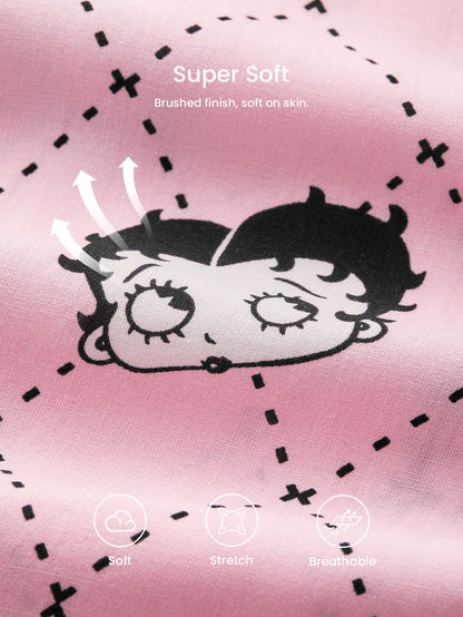 BETTY BOOP X LUVLETTE Camisón de tirantes con lazo y estampado básico rosa de x LUVLETTE para mujeres, pijama, camisón, lencería, ropa interior y ropa de dormir nupcial