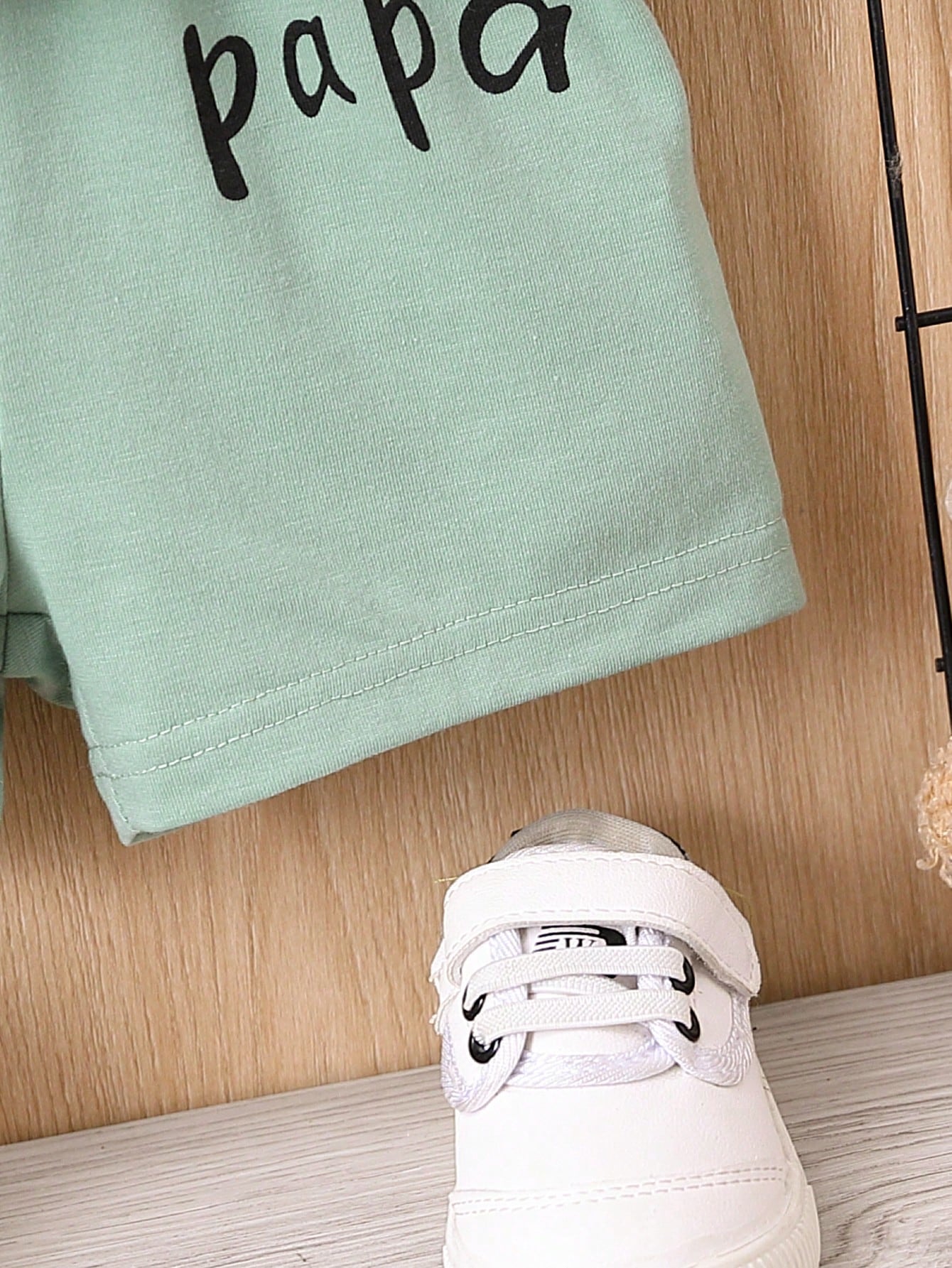 Bebé niño Shorts con camiseta con estampado de corazón y slogan con capucha