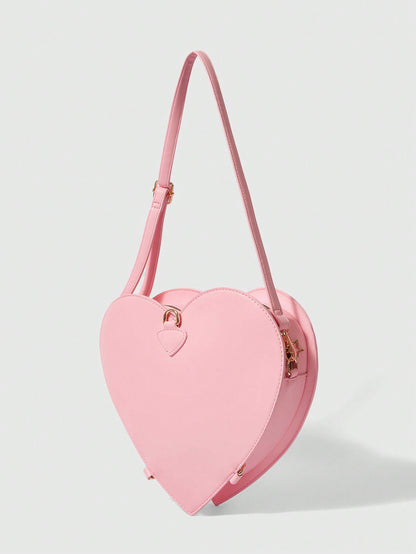 Betty Boop | ROMWE Bolso bandolera y mochila con forma de corazón y estampado de lunares, de doble uso, para la escuela