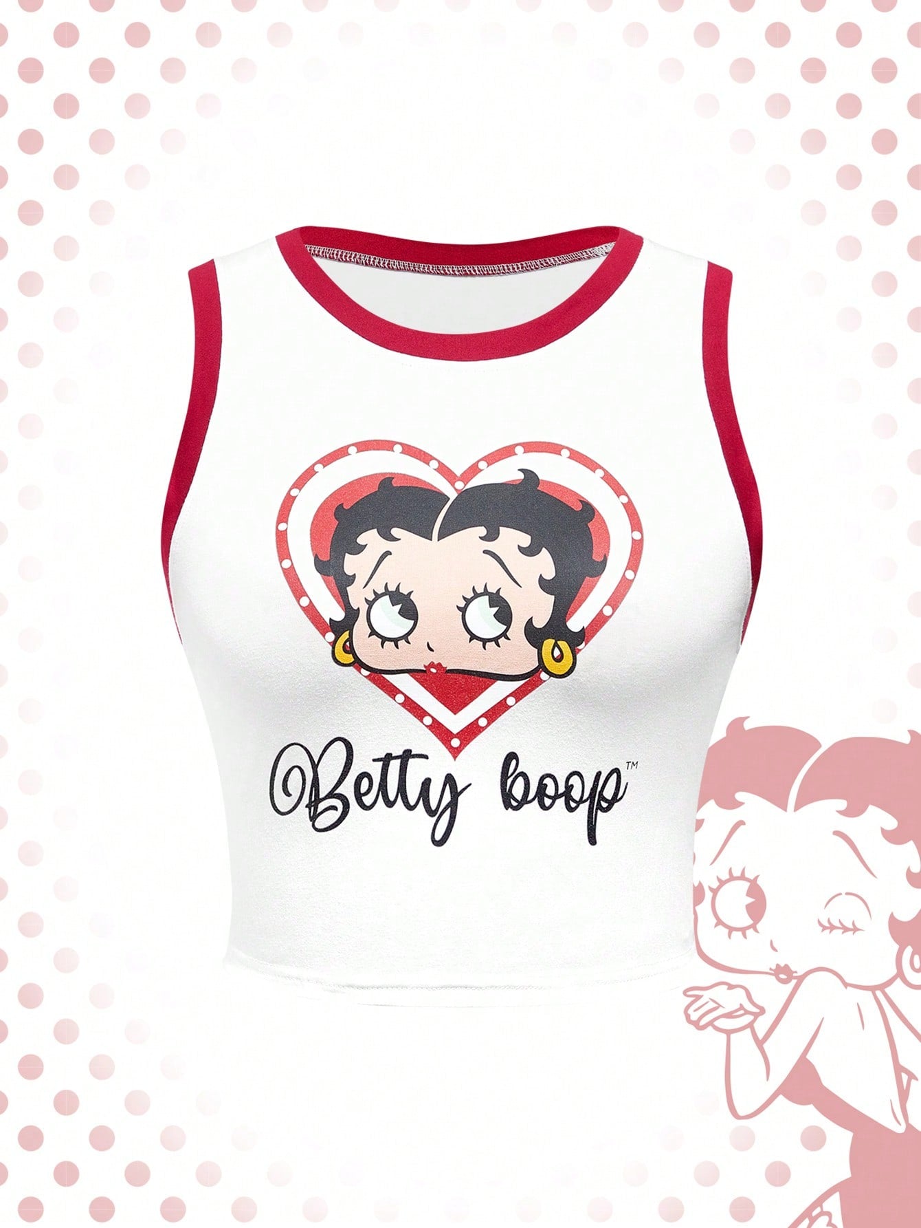 Betty Boop | ROMWE Camiseta de tirantes de ocio para mujer con impresión de personajes de dibujos animados y texto, verano, escuela
