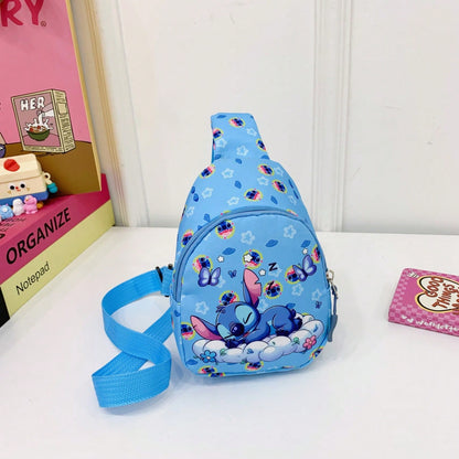 Bolso bandolera con estampado oficial de Stitch de Disney - Rosa brillante, imprescindible para fans de Disney - Bolso de hombro compacto y multifuncional, bolsillo con cremallera delantero, manos libres, compañero de vi