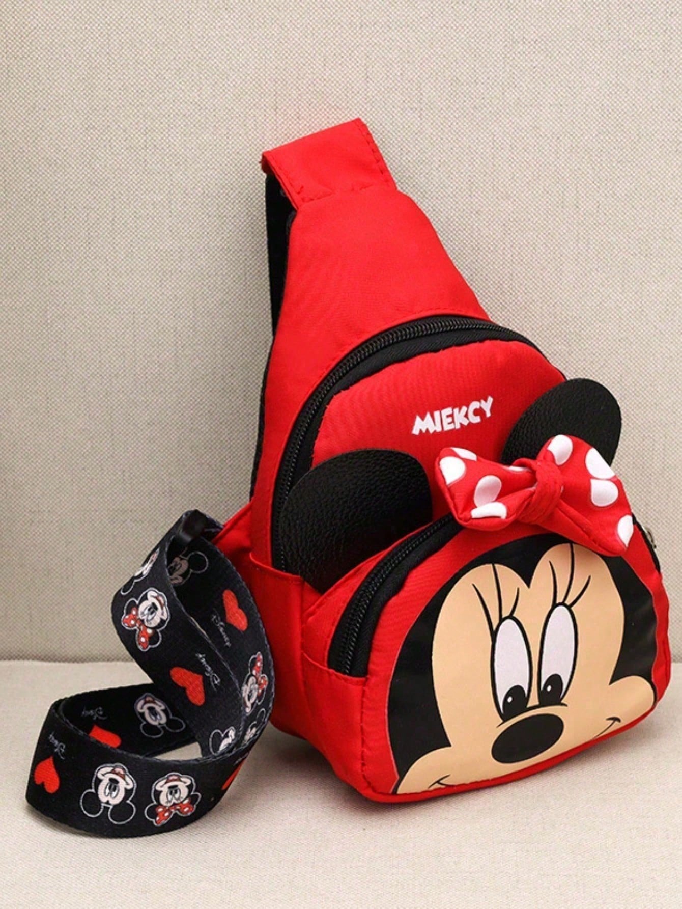 Bolso bandolera de mujer con diseño de lazo de Minnie Mouse | Regalo ideal con temática Disney para uso diario | Bolso bandolera pequeño y práctico que cabe teléfono, billetera, llaves | Accesorio esencial adecuado para