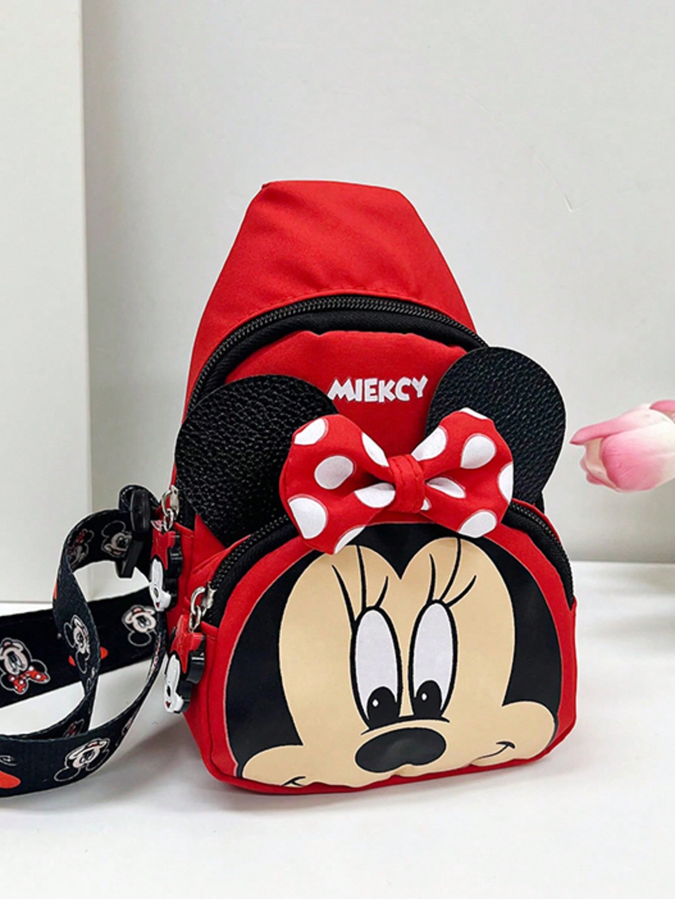 Bolso bandolera de mujer con diseño de lazo de Minnie Mouse | Regalo ideal con temática Disney para uso diario | Bolso bandolera pequeño y práctico que cabe teléfono, billetera, llaves | Accesorio esencial adecuado para