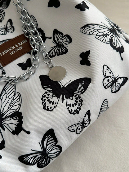 Bolso de hombro con estampado de rayas de moda - Bolso de gran capacidad para mujeres - Bolso de tote con cremallera para uso diario - Bolso de tote con cadena de metal minimalista para adolescentes, mujeres, estudiantes