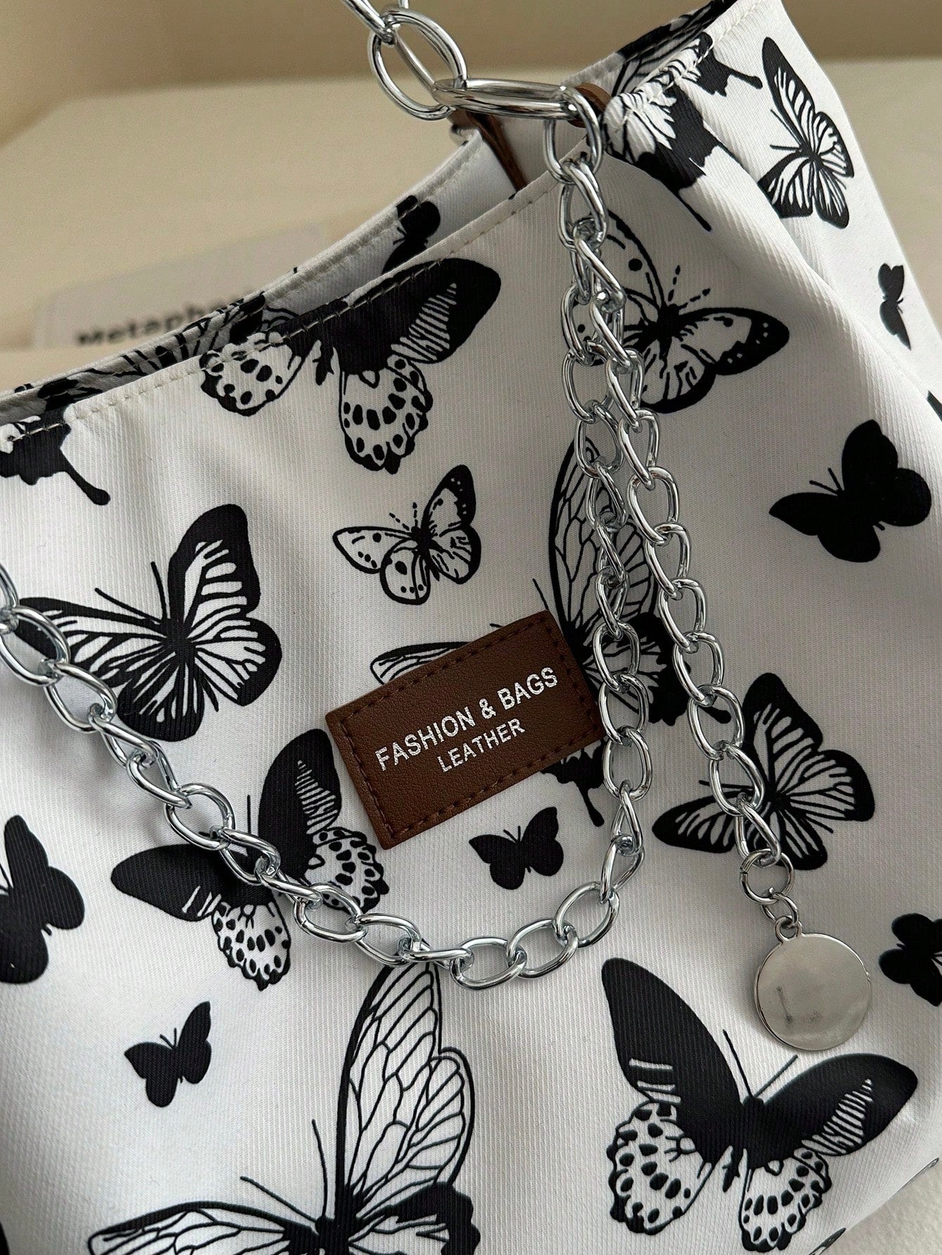 Bolso de hombro con estampado de rayas de moda - Bolso de gran capacidad para mujeres - Bolso de tote con cremallera para uso diario - Bolso de tote con cadena de metal minimalista para adolescentes, mujeres, estudiantes