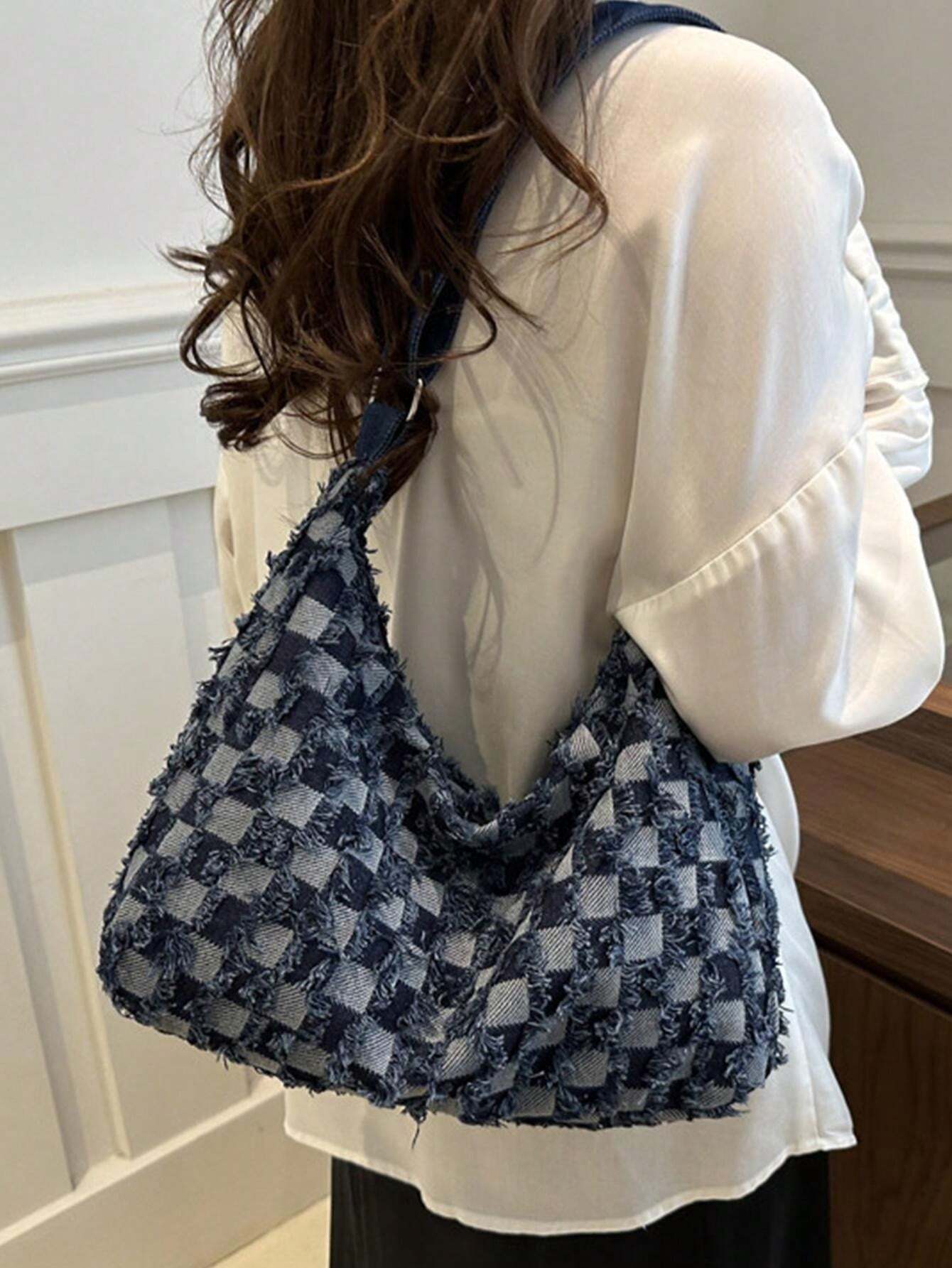Bolso de lona de mezclilla, bolso de gran capacidad elegante para ir y venir, bolso bandolera, organizador de viaje para la decoración del hogar en otoño