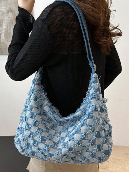 Bolso de lona de mezclilla, bolso de gran capacidad elegante para ir y venir, bolso bandolera, organizador de viaje para la decoración del hogar en otoño