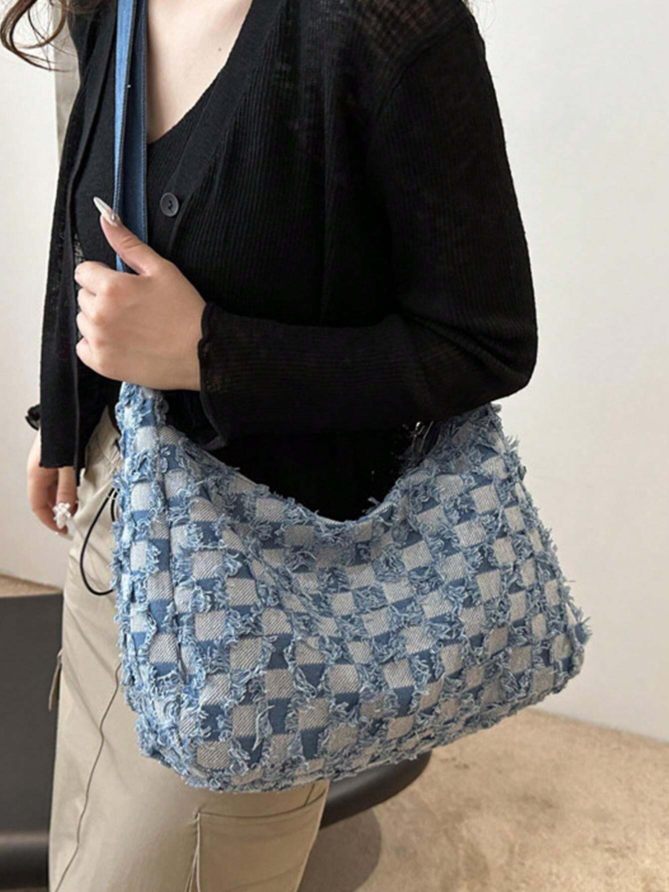 Bolso de lona de mezclilla, bolso de gran capacidad elegante para ir y venir, bolso bandolera, organizador de viaje para la decoración del hogar en otoño