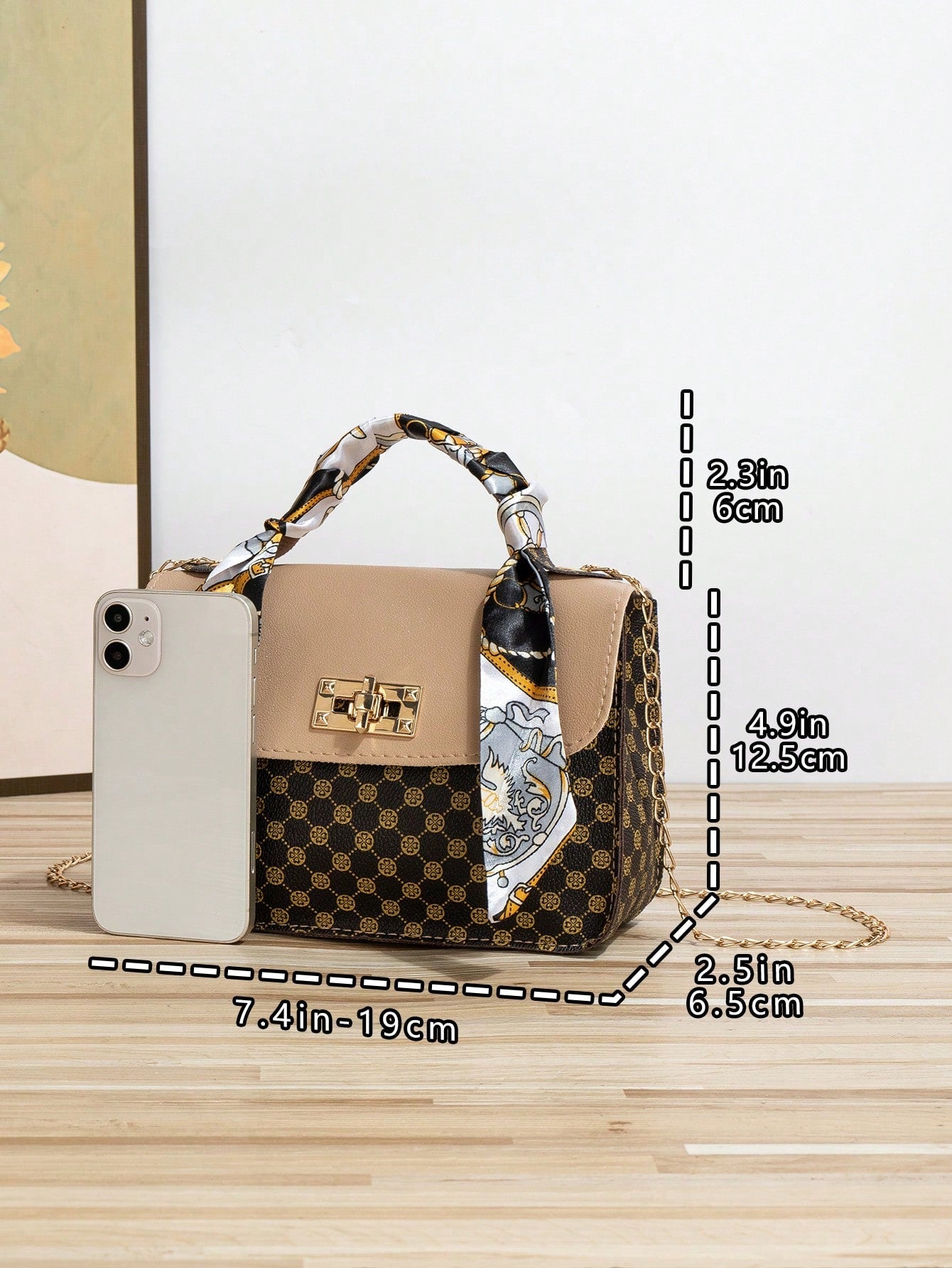 Bolso de mano casual de moda, bolso de hombro, bolso de bufanda, bolso cuadrado pequeño retro de lunares