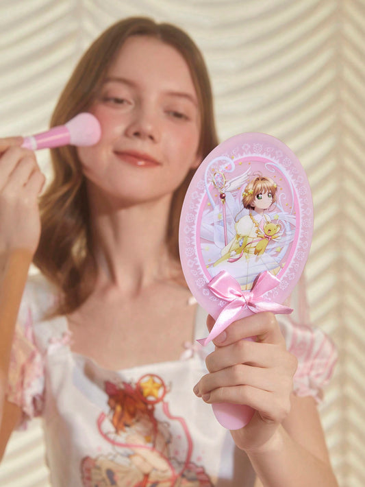 CARDCAPTOR SAKURA | SHEIN Espejo De Mano Rosa Con Decoracion De Moño Y Personaje De Anime Impreso