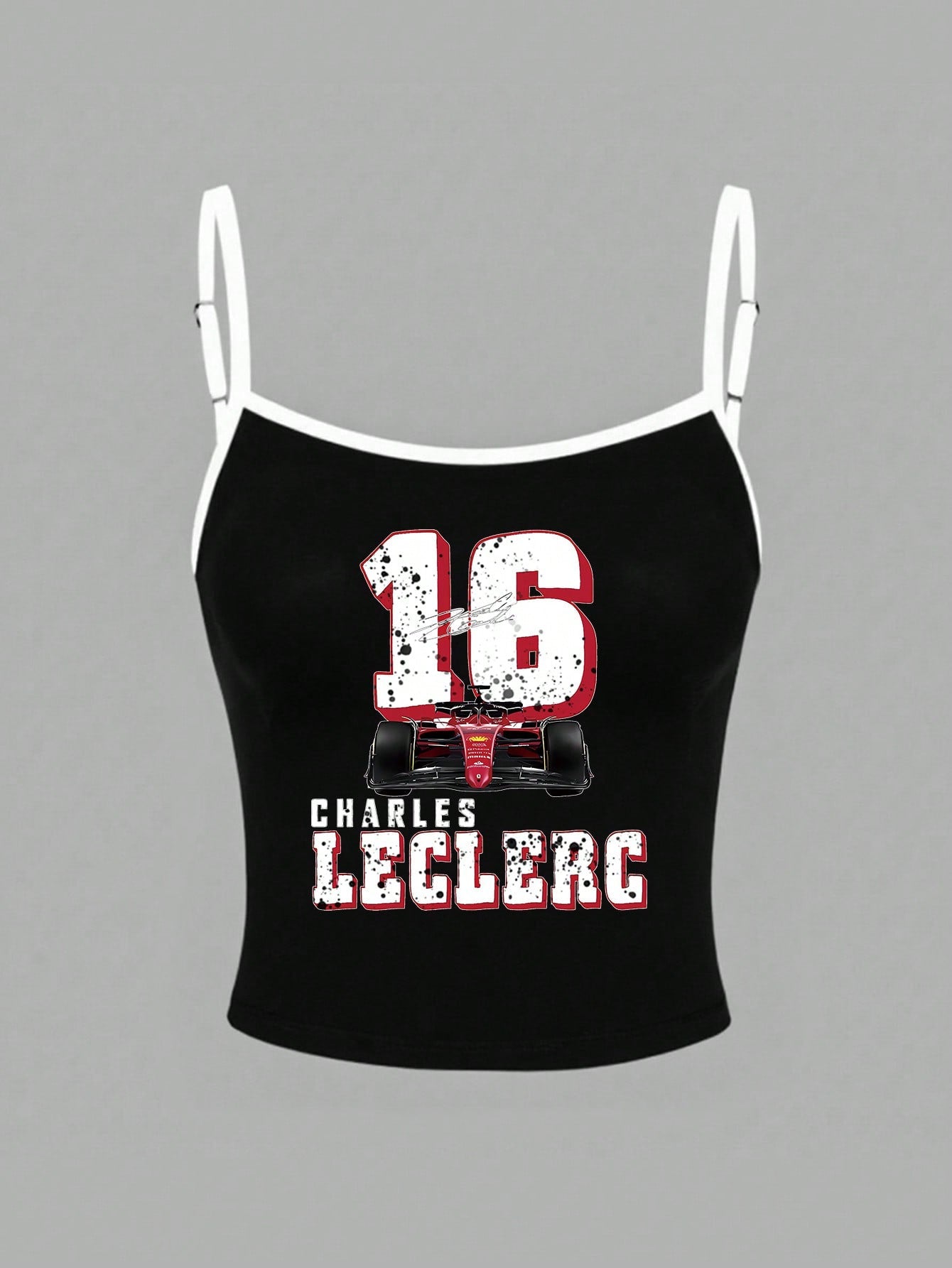 Camiseta inspirada en Leclerc, camiseta de cuello redondo de manga corta con gráfico y camisola de contraste para mujer, casual y cómoda, regalo para entusiastas del motosport