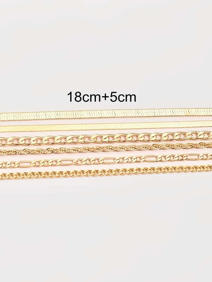Conjunto de 6 brazaletes de cadena de serpiente metálica y cadena retorcida de moda sencillos para mujer