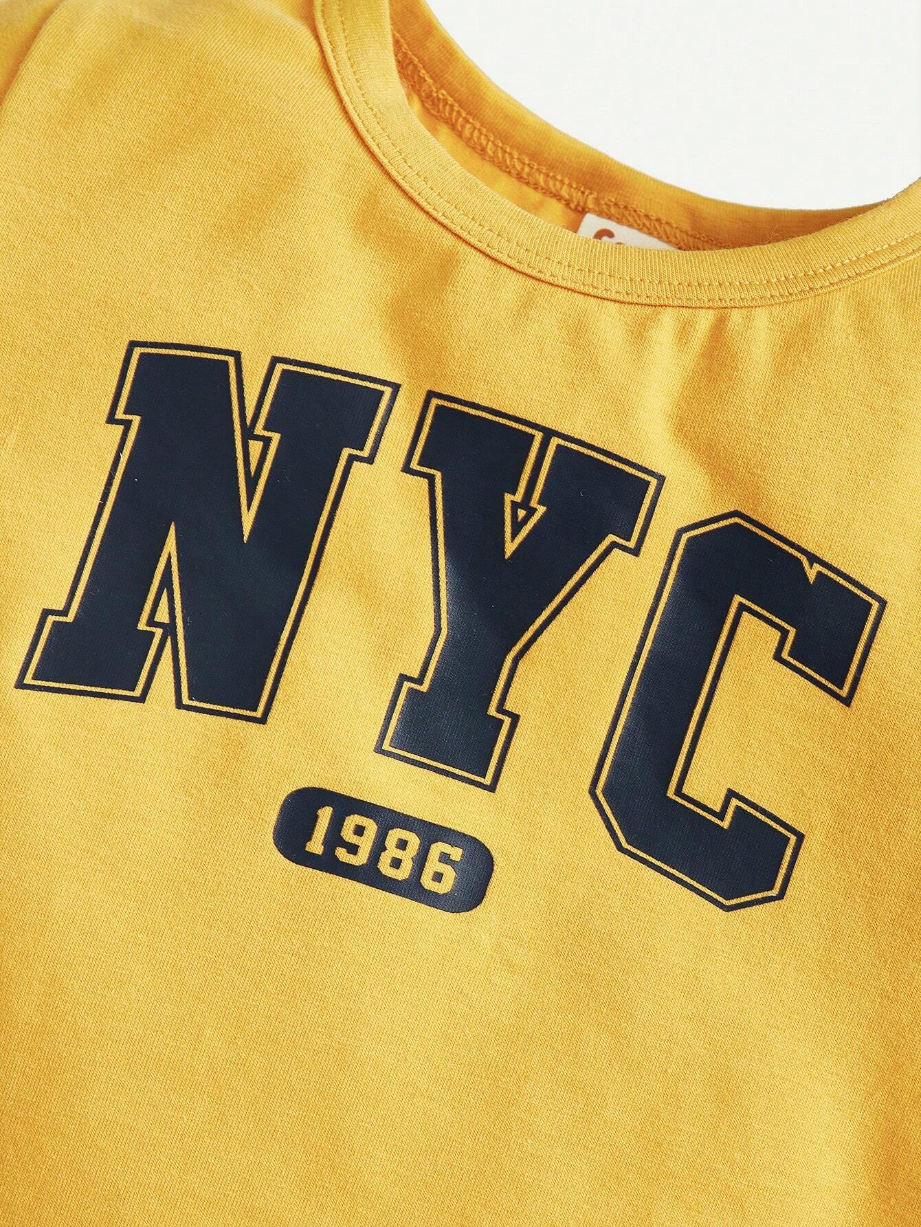 Cozy Pixies 2 Piezas Camiseta De Manga Corta Para Niños Pequeños Con Estampado De Letras, Cuello Redondo