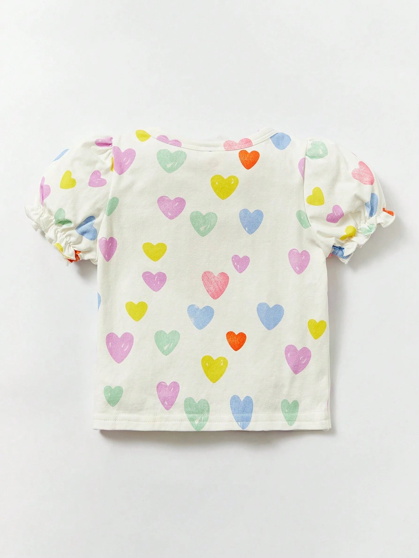 Cozy Pixies Camiseta De Manga Abullonada Con Estampado De Corazones Para Bebé Niña