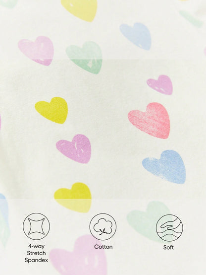 Cozy Pixies Camiseta De Manga Abullonada Con Estampado De Corazones Para Bebé Niña