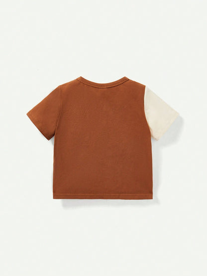 Cozy Pixies Conjunto Casual De Jersey Y Pantalones Cortos Con Cuello Redondo Y Bloques De Color Para Bebé Niño