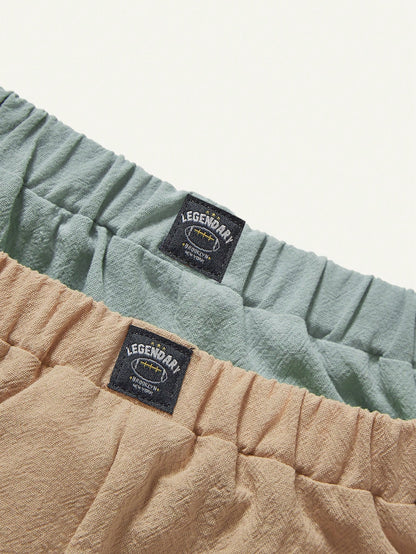 Cozy Pixies Conjunto De 2 Piezas Para Bebé Niño Con Shorts De Verano Elásticos Con Cintura Estampada Decorada