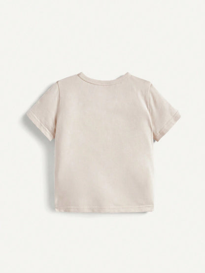 Cozy Pixies Conjunto De Blusa De Cuello Redondo Y Mangas Cortas Con Pantalón De Jogging Para Bebé Niño Y Patrón De Letra Impresa