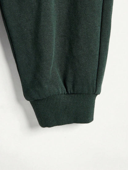 Cozy Pixies Conjunto De Blusa De Cuello Redondo Y Mangas Cortas Con Pantalón De Jogging Para Bebé Niño Y Patrón De Letra Impresa