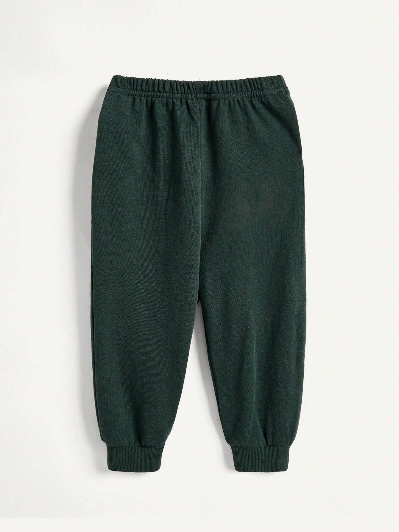 Cozy Pixies Conjunto De Blusa De Cuello Redondo Y Mangas Cortas Con Pantalón De Jogging Para Bebé Niño Y Patrón De Letra Impresa