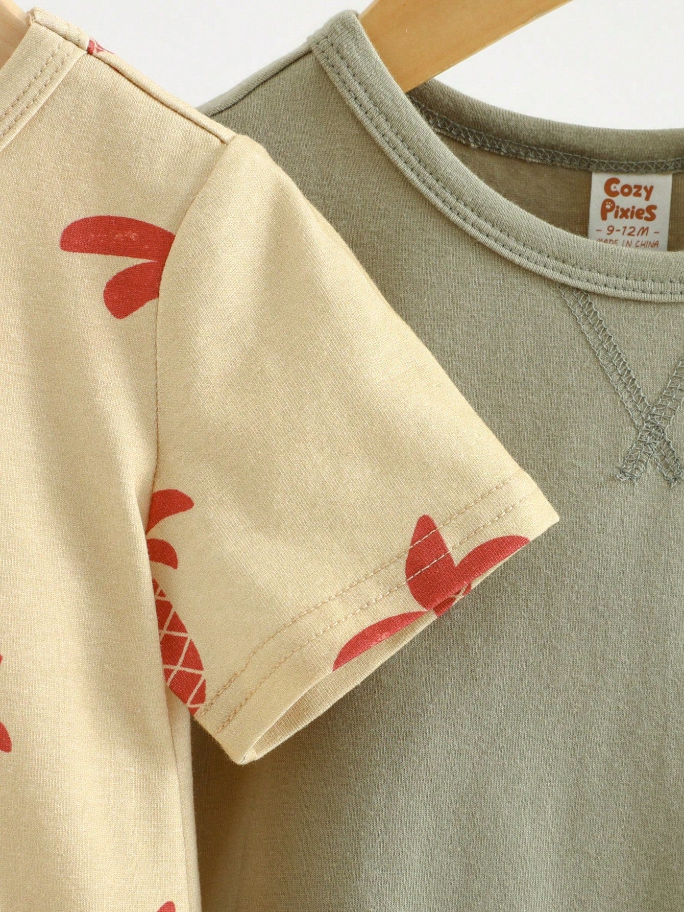 Cozy Pixies Conjunto de 2 piezas para bebé niño, pullover suave de manga corta de cuello redondo con patrón de árboles de coco tejido