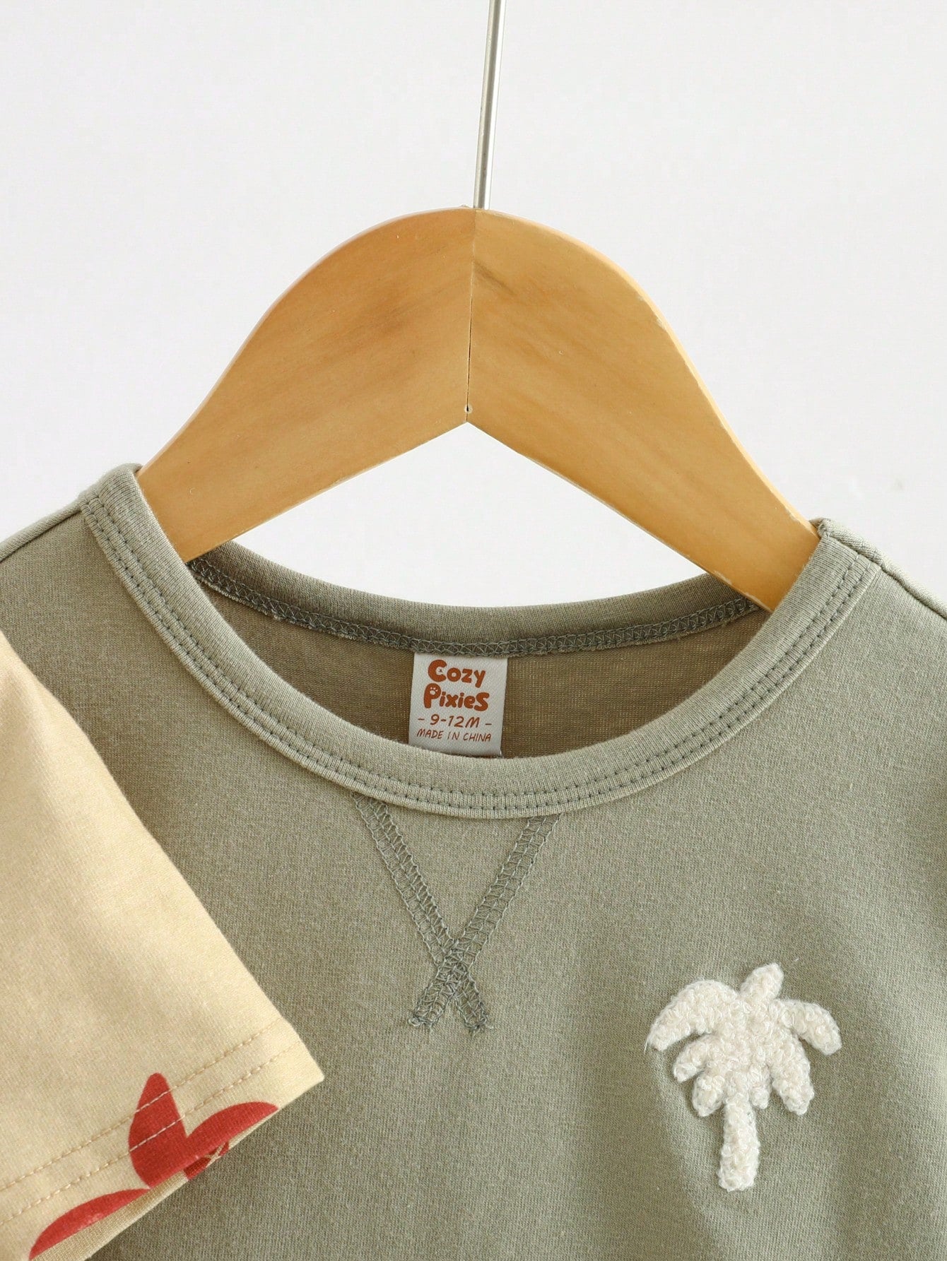 Cozy Pixies Conjunto de 2 piezas para bebé niño, pullover suave de manga corta de cuello redondo con patrón de árboles de coco tejido