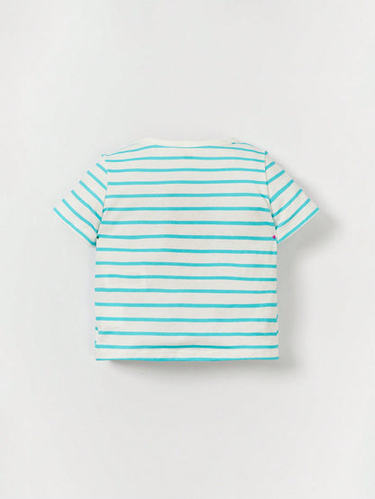 Cozy Pixies Shorts con camiseta con detalles de parches y letras estampadas a rayas para bebé niño