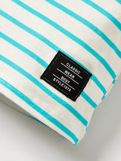 Cozy Pixies Shorts con camiseta con detalles de parches y letras estampadas a rayas para bebé niño