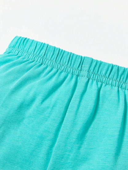 Cozy Pixies Shorts con camiseta con detalles de parches y letras estampadas a rayas para bebé niño